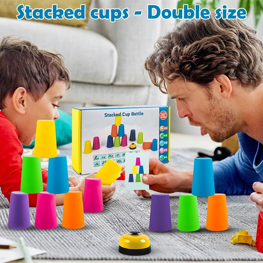 ของเล่นมอนเตสซอรี่ เกมถ้วยซ้อนขนาดเล็ก พร้อมการ์ด เสริมสร้างพัฒนาการทางปัญญา ฝึกการเรียนรู้สี ฝึกตรรกะ สำหรับเด็ก