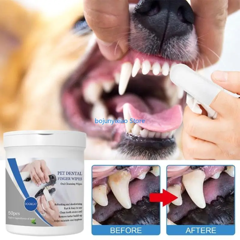 

900B Dog Dental Cleaning Wipes Disposable Pet Dental Finger Gloves Teeth Hygienes