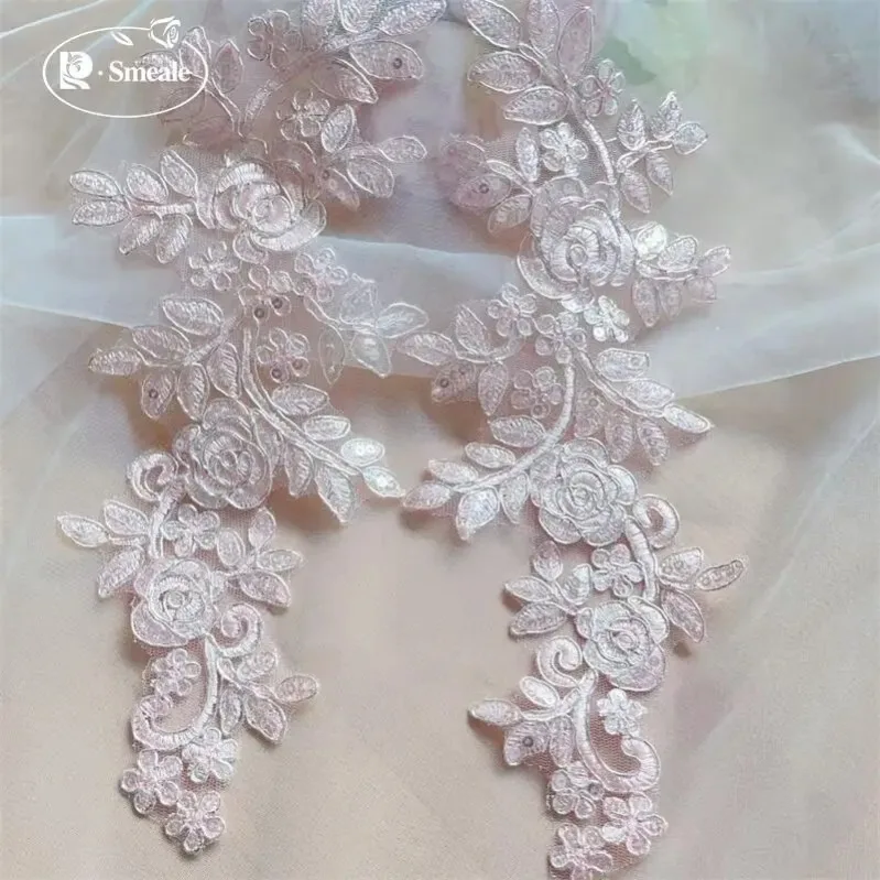 10 Stück = 5 Paar Spitzenblumen-Applikationen für Hochzeitskleider, Schleier, Hochzeitsschuhe, handgefertigte Accessoires, DIY-Applikation, RS414 – Detail 5