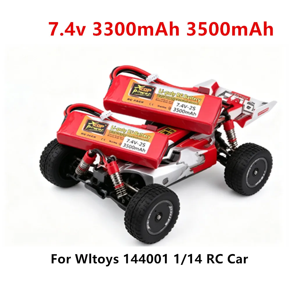 2S Lipo 3500mAh 3300mAh 7.4V Rechargeable Battery For Wltoys 144001,12428,12423,124016, 124017,144002 RC Car Rechargable Bateria