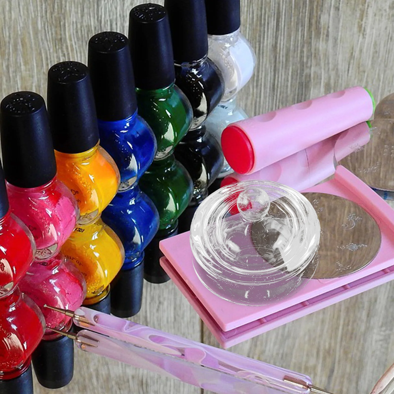 2 個のクリスタルガラスネイルディッシュボウルラウンドマニキュアカップアクリルネイル用ダッペンツール液体パウダーホルダー蓋付き