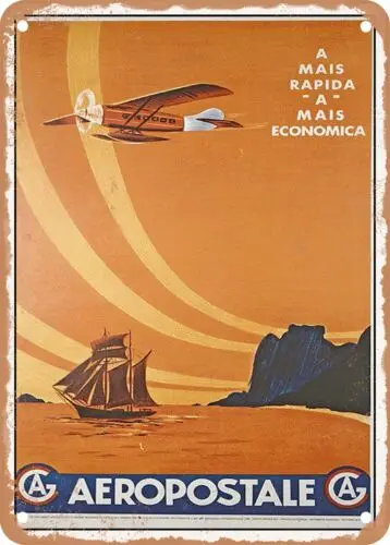 METAL SIGN - 1930 The Fastest, The Most Economical Aeropost Vintage Ad sign