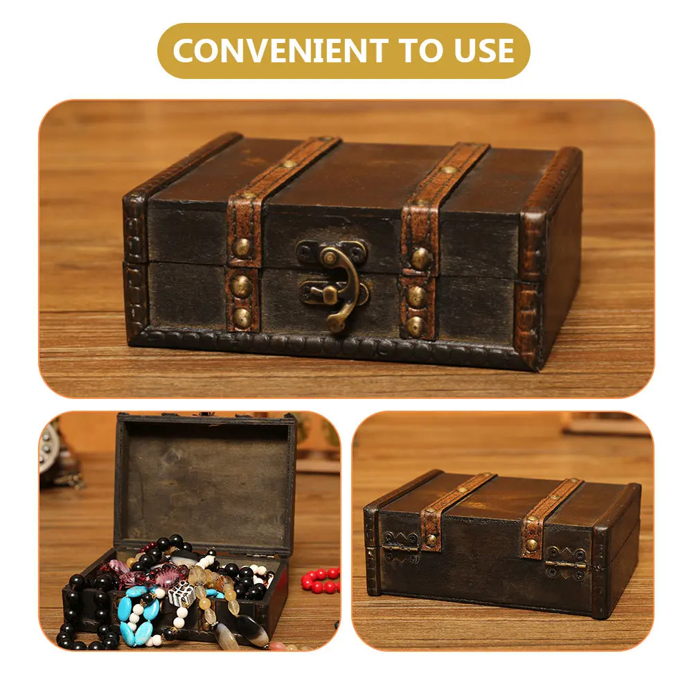 

Деревянная шкатулка для украшений в винтажном стиле, портативный декоративный органайзер для хранения серег, колец, ожерелий и браслетов