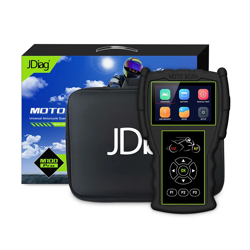 JDiag M100 Pro Motorcycle Scanner D87 D88 Function Professional Diagnostic Tool for Motorcycle Code Reader Multi-language