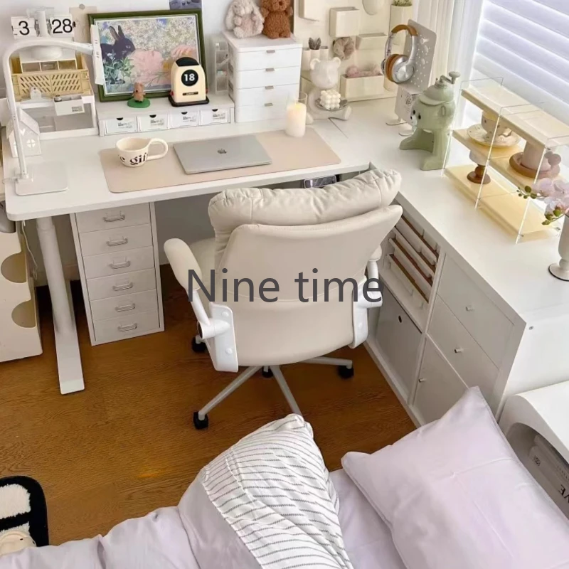 White Vanity Office Chairs Girl Makeup Study Nordic Bedroom Queening Computer Chair Floor Lounge Silla Gaming Library Furniture