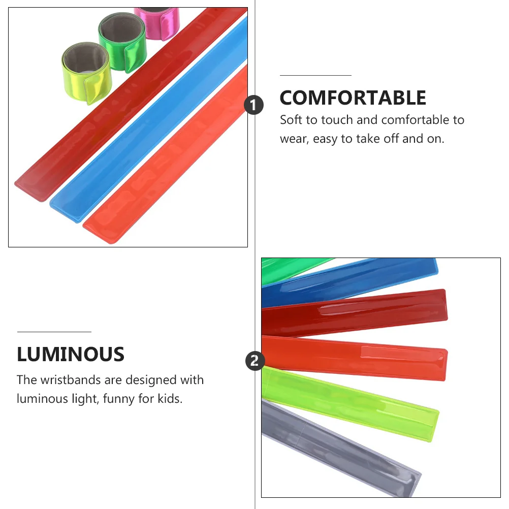 

7 шт., светящиеся браслеты в ночное время, светящиеся браслеты в стиле хлопка для детей, вечерние, день рождения, светоотражающий браслет из ПВХ, детский светильник