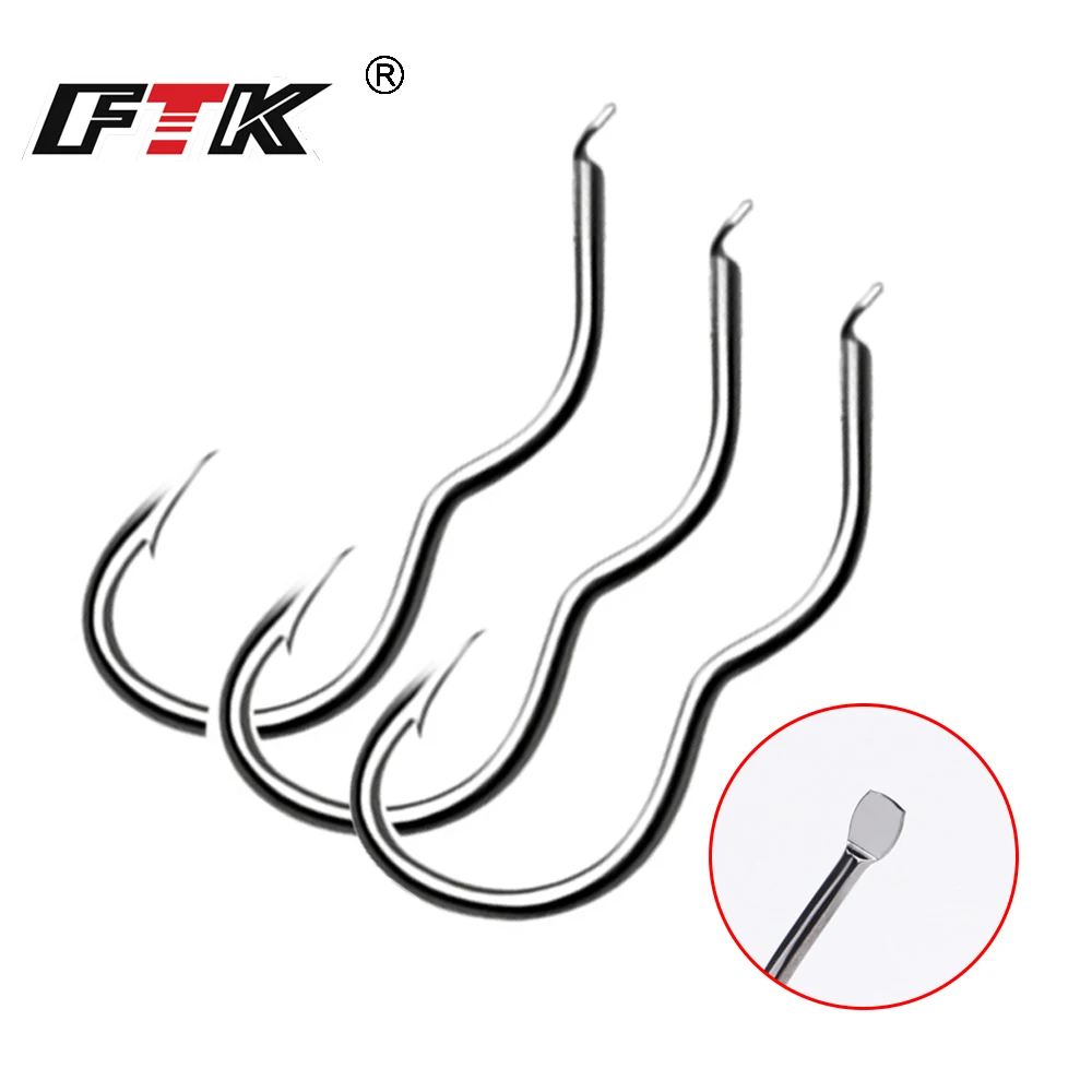 FTK 12/24PCS Barbed Automatic Flipping Fish Hook Sharp Fishhook for Carp Fishing Accessories Freshwater and Saltwater