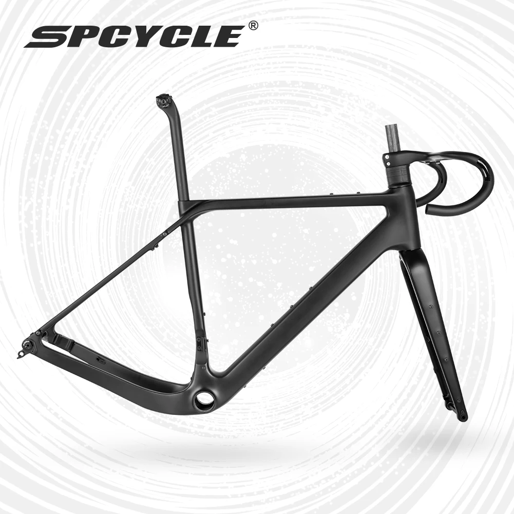 Spcycle G058 T1000 Carbon Gravel Bike Frame 700x50C T47 BB Full Hidden Cable Endurance Gravel Bicycle Frameset With Handlebar