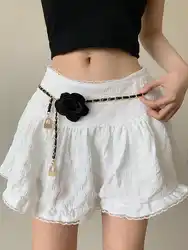 1pcs 3D Rose Flower with Lock Waist Chain Women's Fashion Trendy Versatile Pants Belt Small Charming Style High-End Dress Waisto