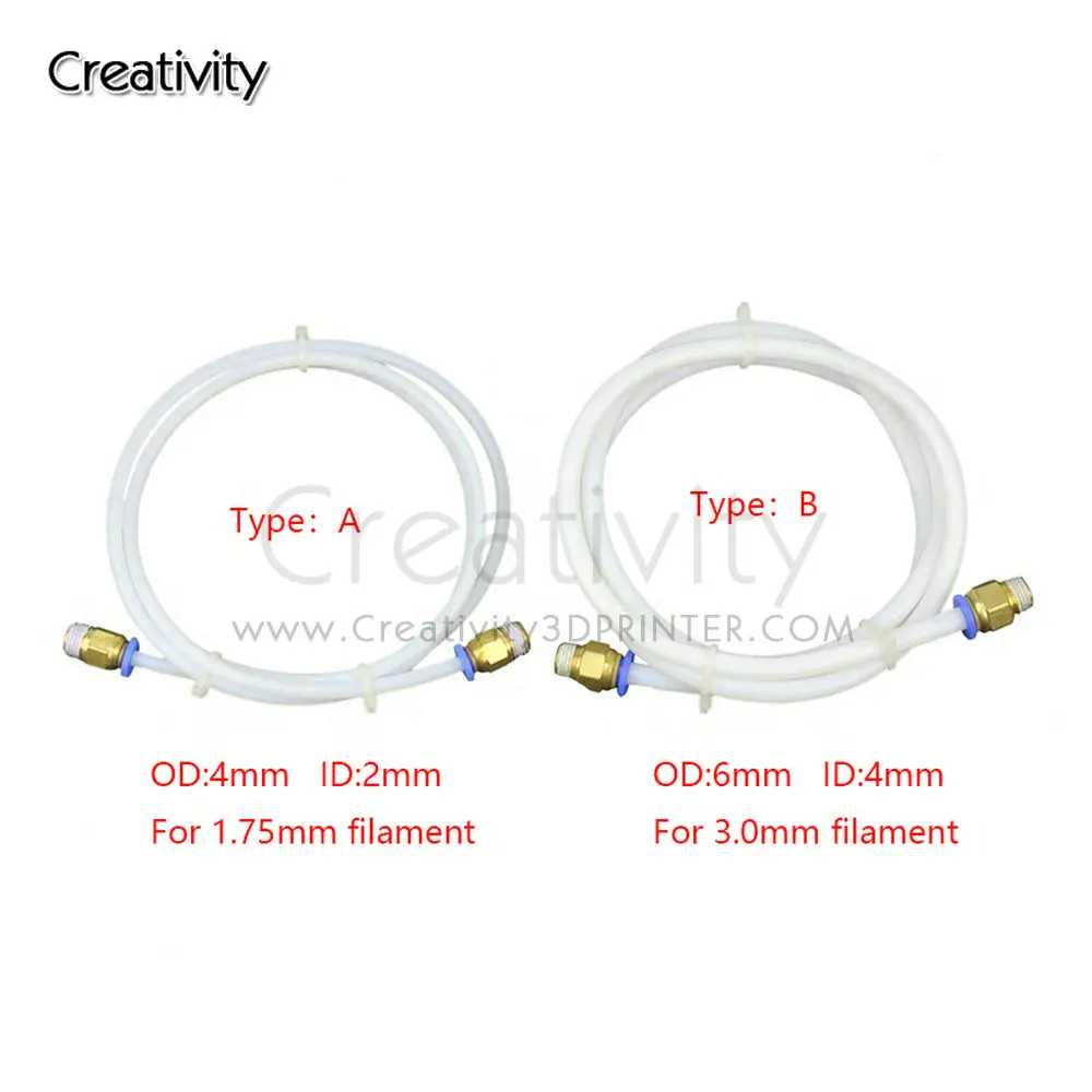 1 M PTFE Tube TL-Feeder hotend Rostock Bowden Extruder 1.75mm Filament ID 1.9mm OD 4mm Cloned Capricornus Tube