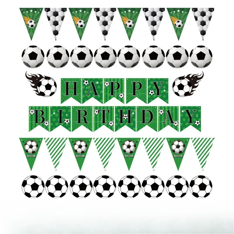 Fußball-Themen Geburtstagsbanner Wimpelkette Fußball-Party-Dekorationen für Kinder Jungen Geburtstagsfeier-Zubehör