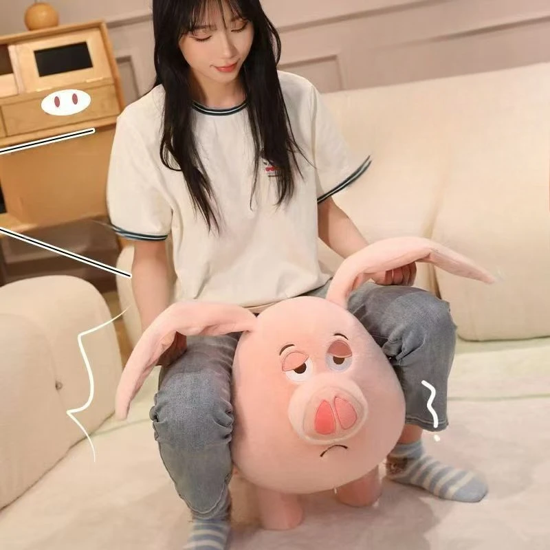 Customizable Solid Wood Pig Shape Stools with Wheels Cute Cartoon Small Furniture for Home Shoe