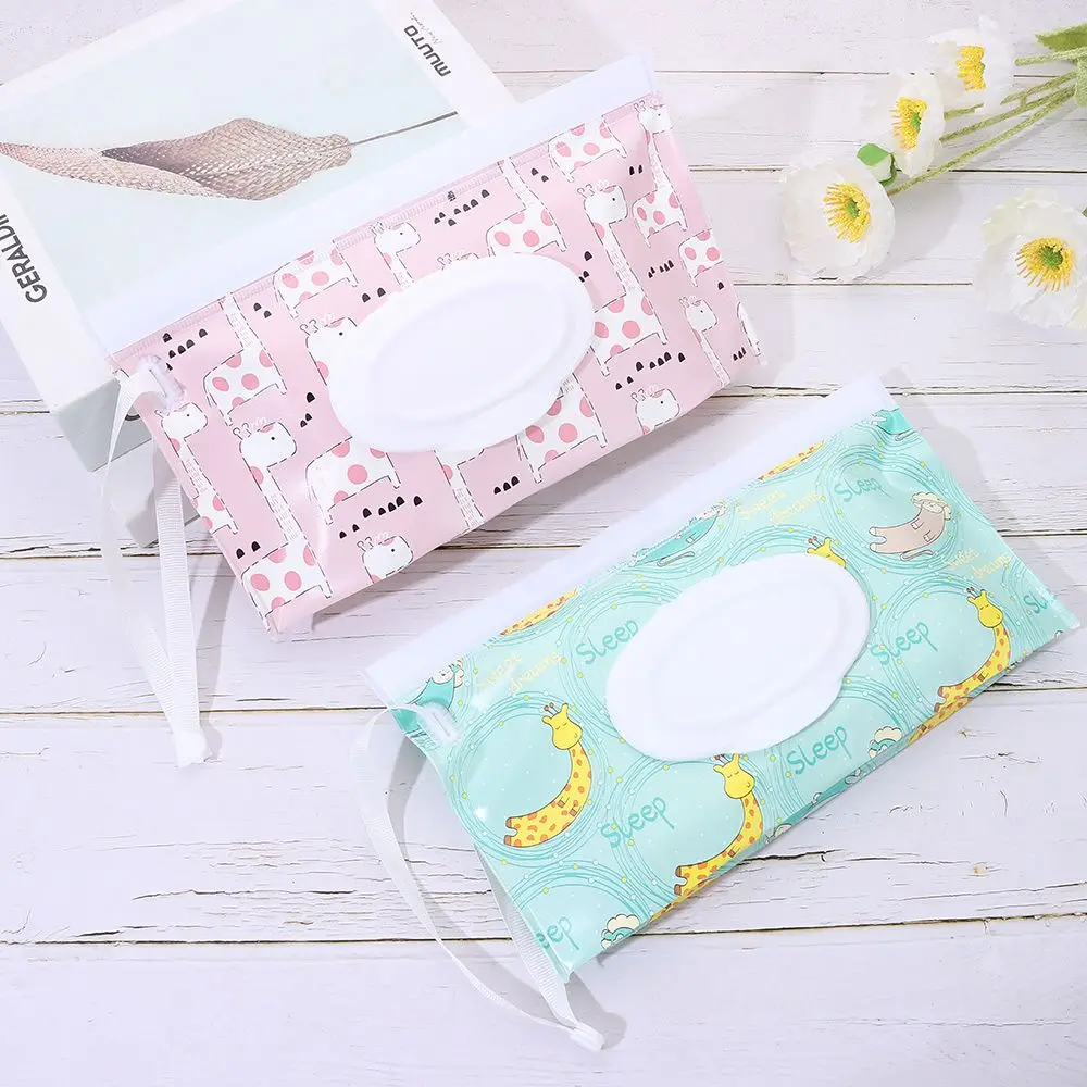 New Baby Wet Wipe Pouch Flip Cover Wipes Holder Case Reusable Tissue Box Refillable Carrying Case Portable Stroller Accessories