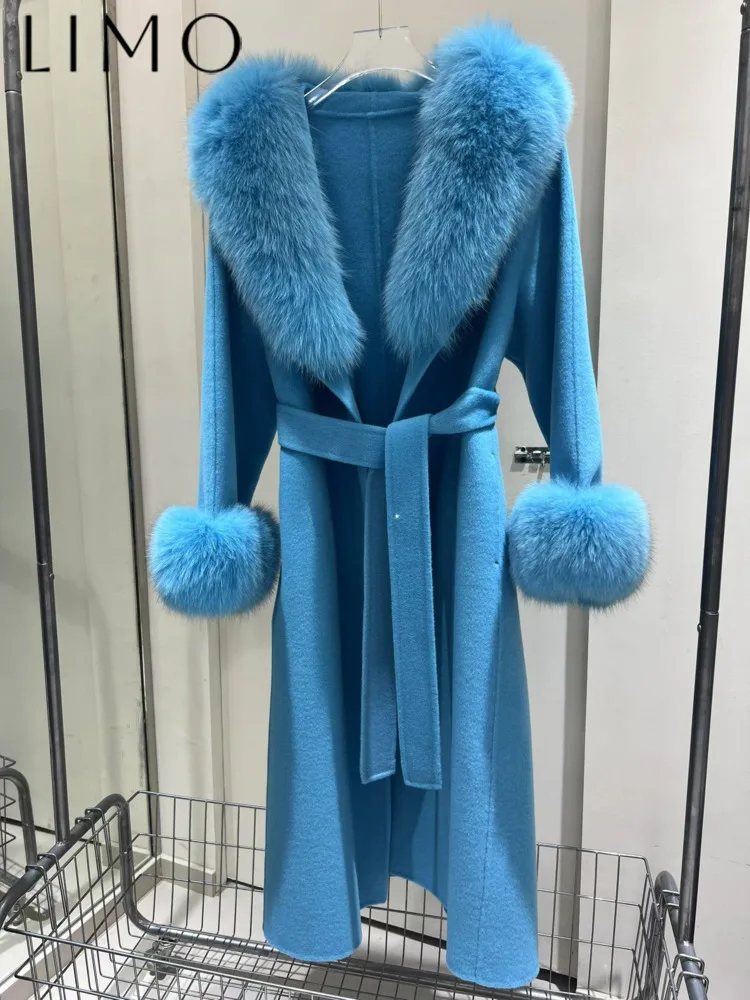 

LIMO 2025 Trendy Wool Cotton Blend Coat Women’s Fur Sleeves Commuter Chic Autumn Winter Warm Outerwear