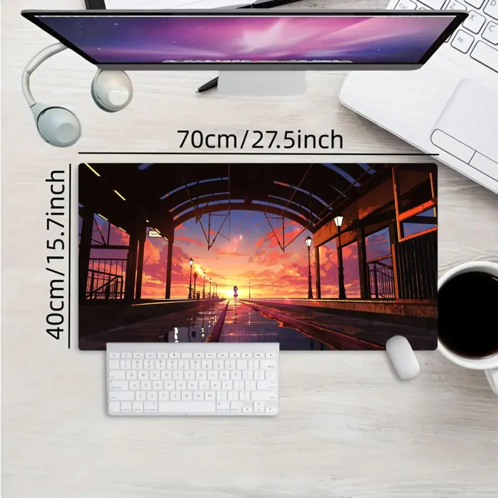 Tappetino per mouse da gioco grande XXL, tappetino per mouse da scrivania, design grande stazione anime, bordi cuciti, adatto per ufficio e uso domestico