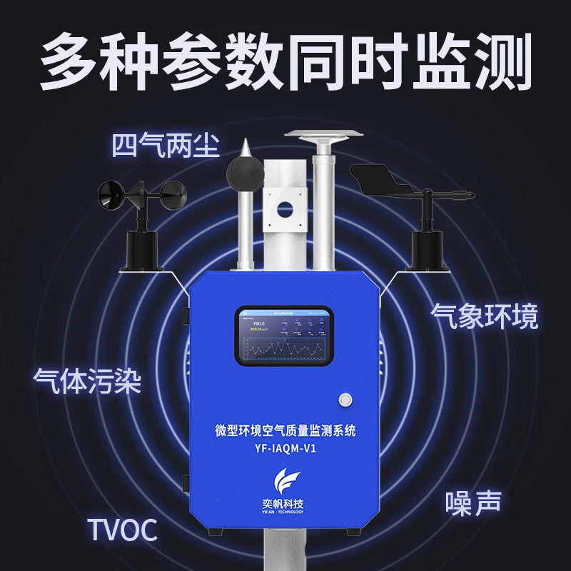 Outdoor Micro Air Station Environmental Testing Instrument Four Gas and Two Dust Air Quality Concentration Monitoring System