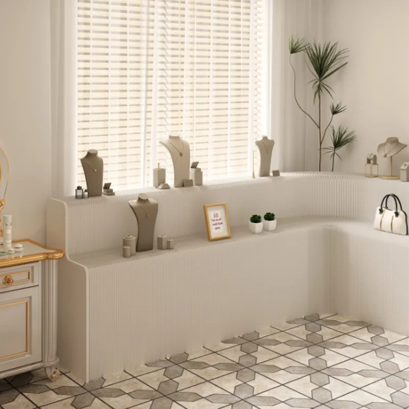 Rack stepped display table bag shelf folding table double floor middle island display cabinet