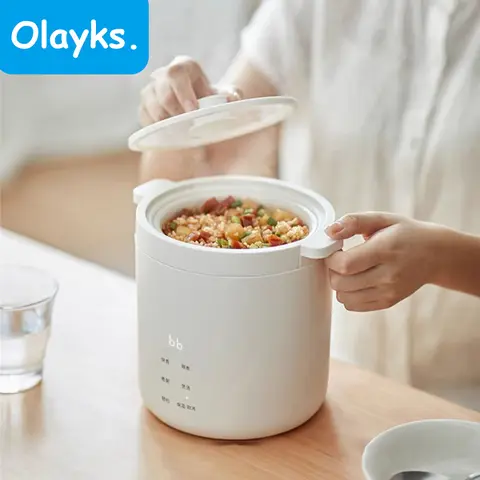 Olayks 전기 밥솥, 세라믹 글레이즈 라이너, 미니 전기 밥솥, 빠른 요리, 다기능 주방 가전, 220V, 1.2L