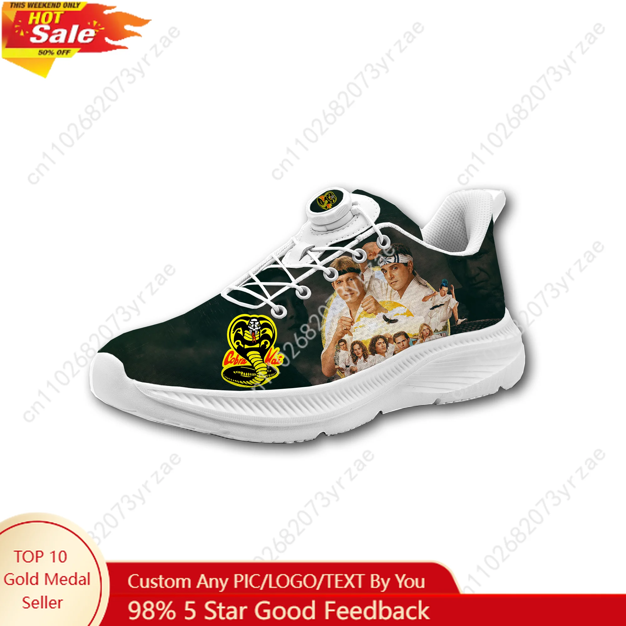 

Cobra Kai Sneakers Men Women Walking Shoes Laceless Rotating Button Sports Shoe High Quality Fashion Lightweight Custom Sneaker