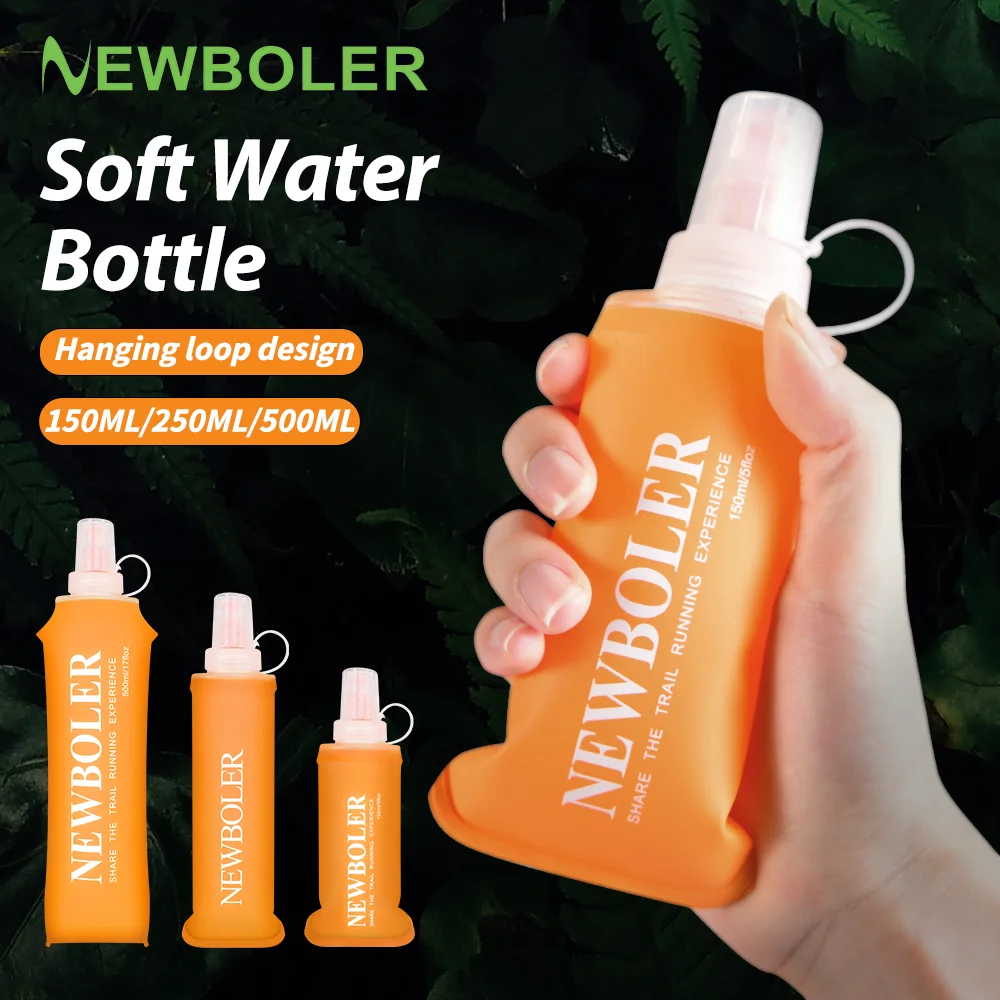 NEWBOLER 150/250/500ml Outdoor Collapsible Silicone Bite Size Water Bottle Running Camping Hiking Travel Convenient Water Bottle