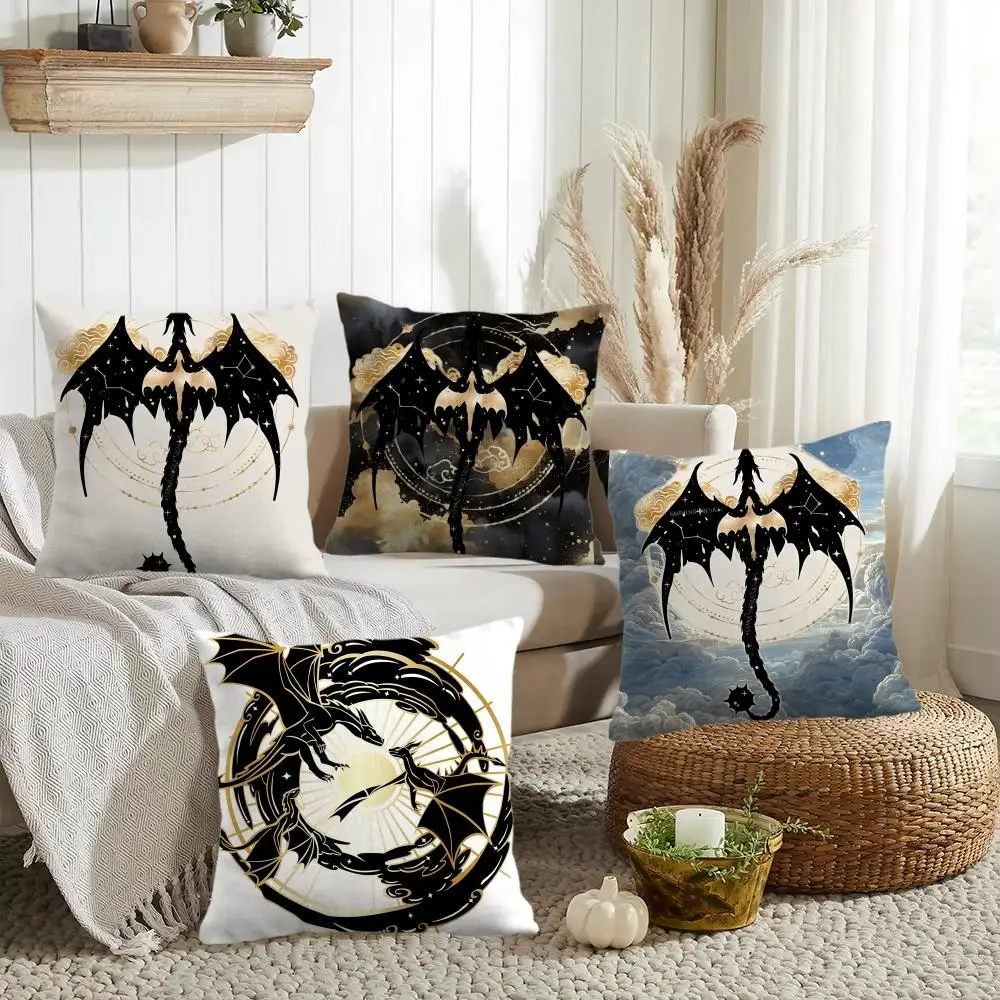 Fourth Wing Dragon Cushion Cover Silky Short Plush Invisible Zipper Dustproof Sofa Pillow Case for Home Decor