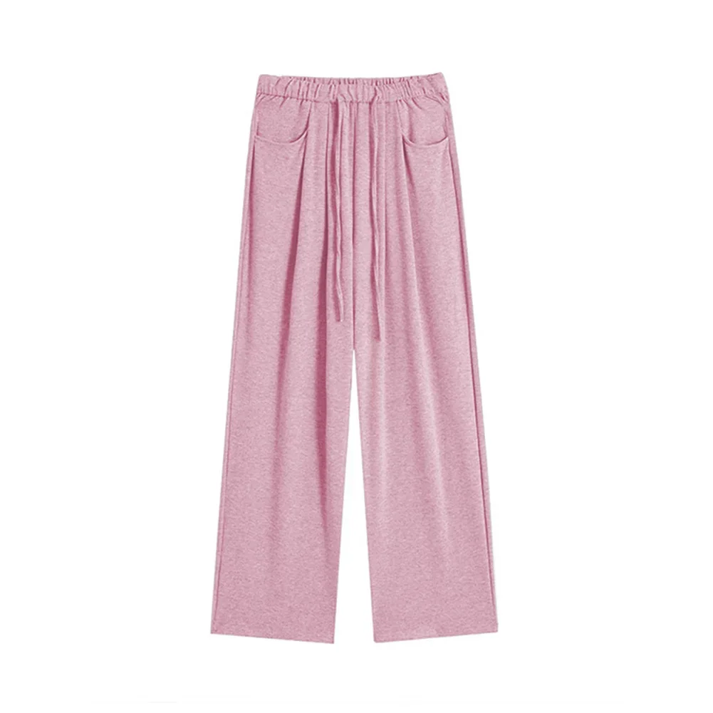 Casual Womens Pants Loose Trousers Casual Outfits M Pink Solid Color Pattern All Seasons Wear Daily Use Apparel