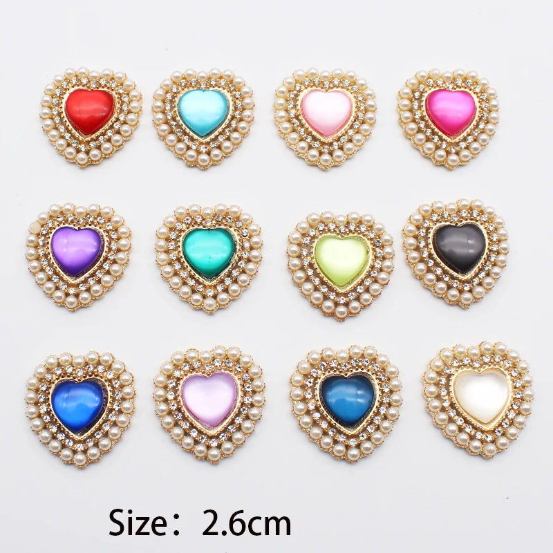 5pcs Rhinestone Pearl Button for Dress Wedding Packaging Alloy Flat Bottom Decoration Accessories