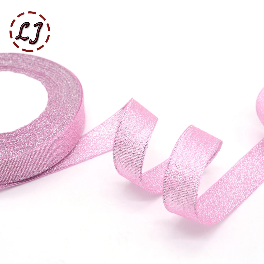 25 Yards/Roll Metallic Glitter Ribbon Christmas Wedding Decoration Ribbon DIY Bows Gift Wrapping Onion Ribbon  6/10/15/25/40MM