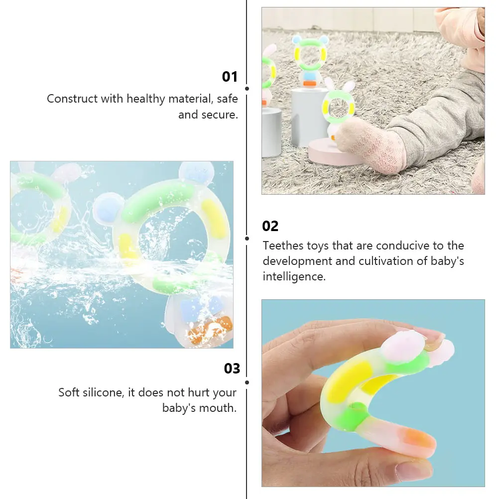 

Silicone Baby Teether Soft Chew Teeth Grinding Rod Safe For Infants Ergonomic Design Comfortable Hold Molar Gum Relief Teething