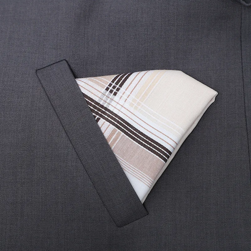 3 Stück 40x40cm 100% Baumwolle Business Klassisches Gestreiftes Kariertes Herren-Einstecktuch Taschentuch Hochzeit Party Geschenk – Detail 6