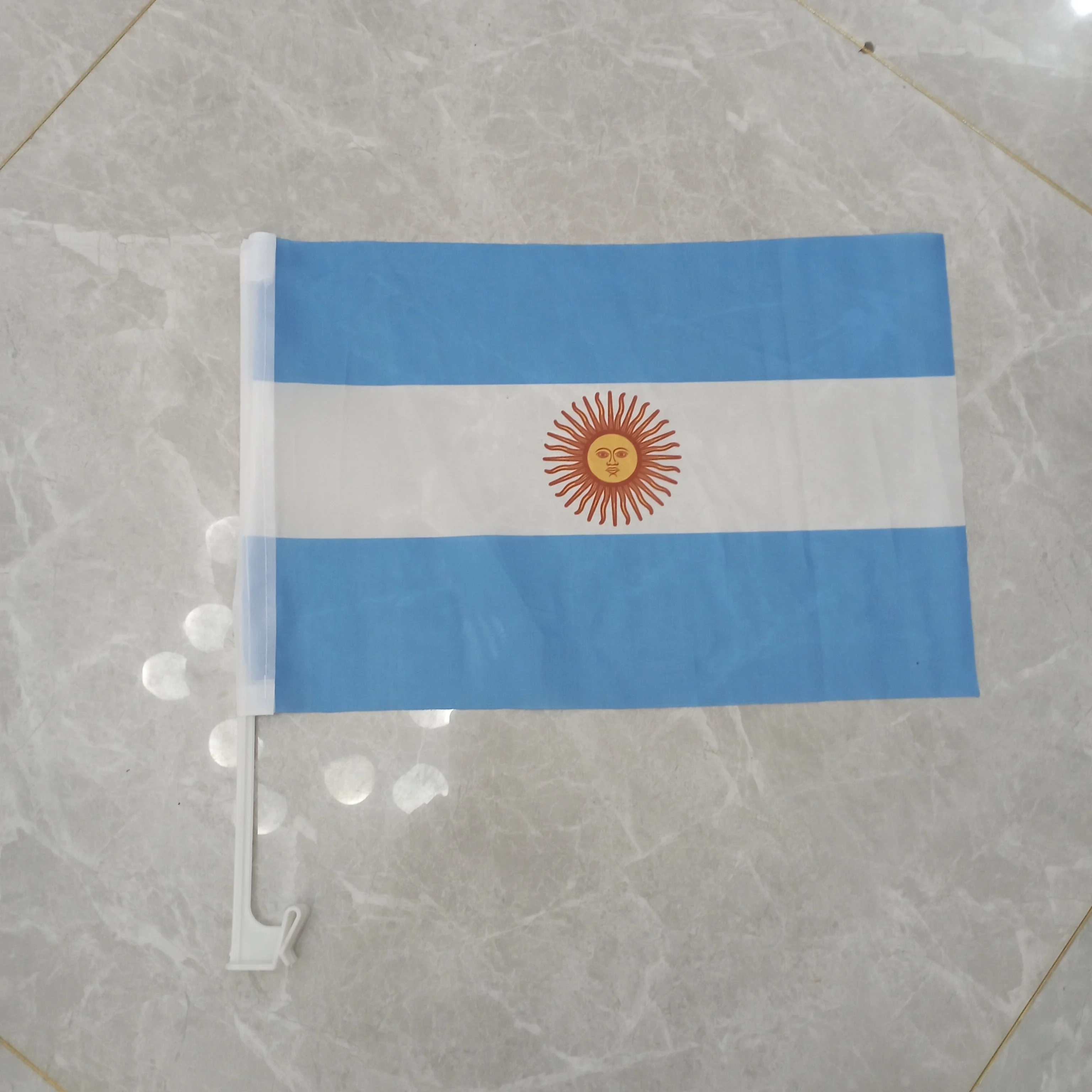 Aerxemrbrae 30x45cm Argentina Car Flag Argentina Car Waving Flag National Flag Standard-Bearer Waving With Plastic Flagpole