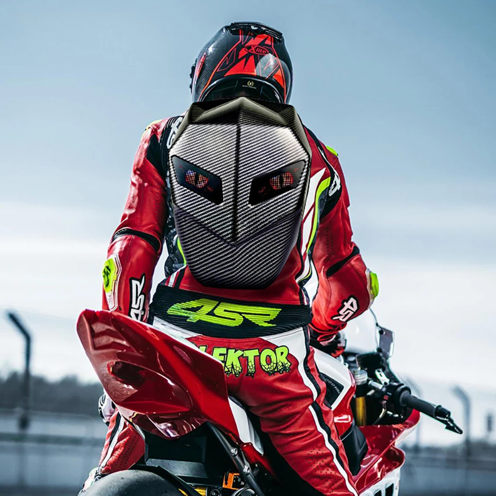 Motorcycle LED Knight Backpack with Bluetooth Hard Shell, Waterproof Riding Motorcycle Backpack