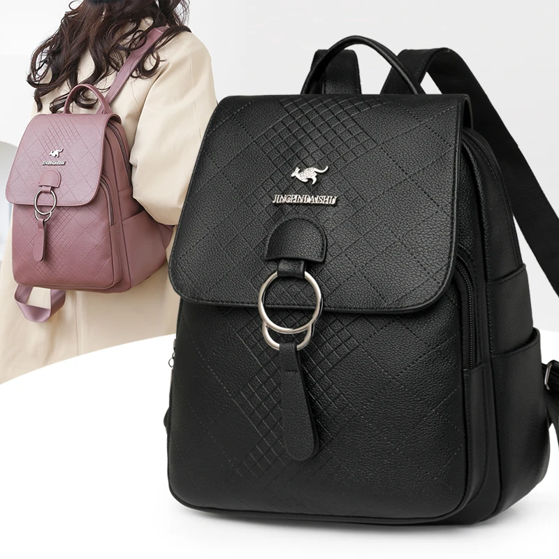 Elegant PU Leather Women's Backpack Spacious Designer Handbag Stylish Shoulder Purse for Work College Commute & Weekend Outing