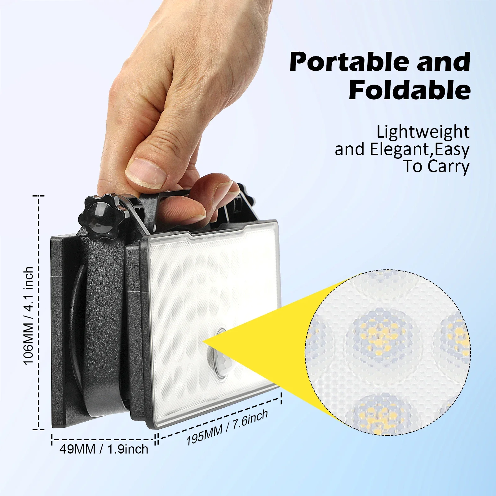 Luz de seguridad solar exterior Panel solar giratorio Luz con sensor de movimiento con 3 modos Luz de iluminación de seguridad solar para campo