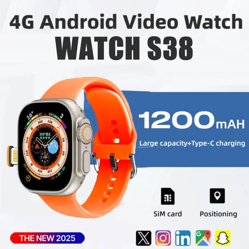 

Наш s38 4G5g Вся сеть S38 Смарт-часы Android Работает S10 Система GPS Карта Google Play Шагомер Трекер сна SIM-карта