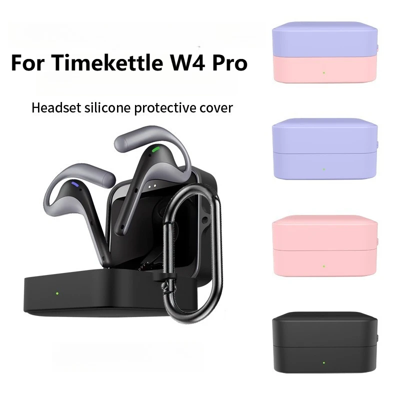 

Silicone Case For Timekettle W4 Pro Earbuds - Shockproof & Dustproof Headphone Cover With Free Carabiner Clip