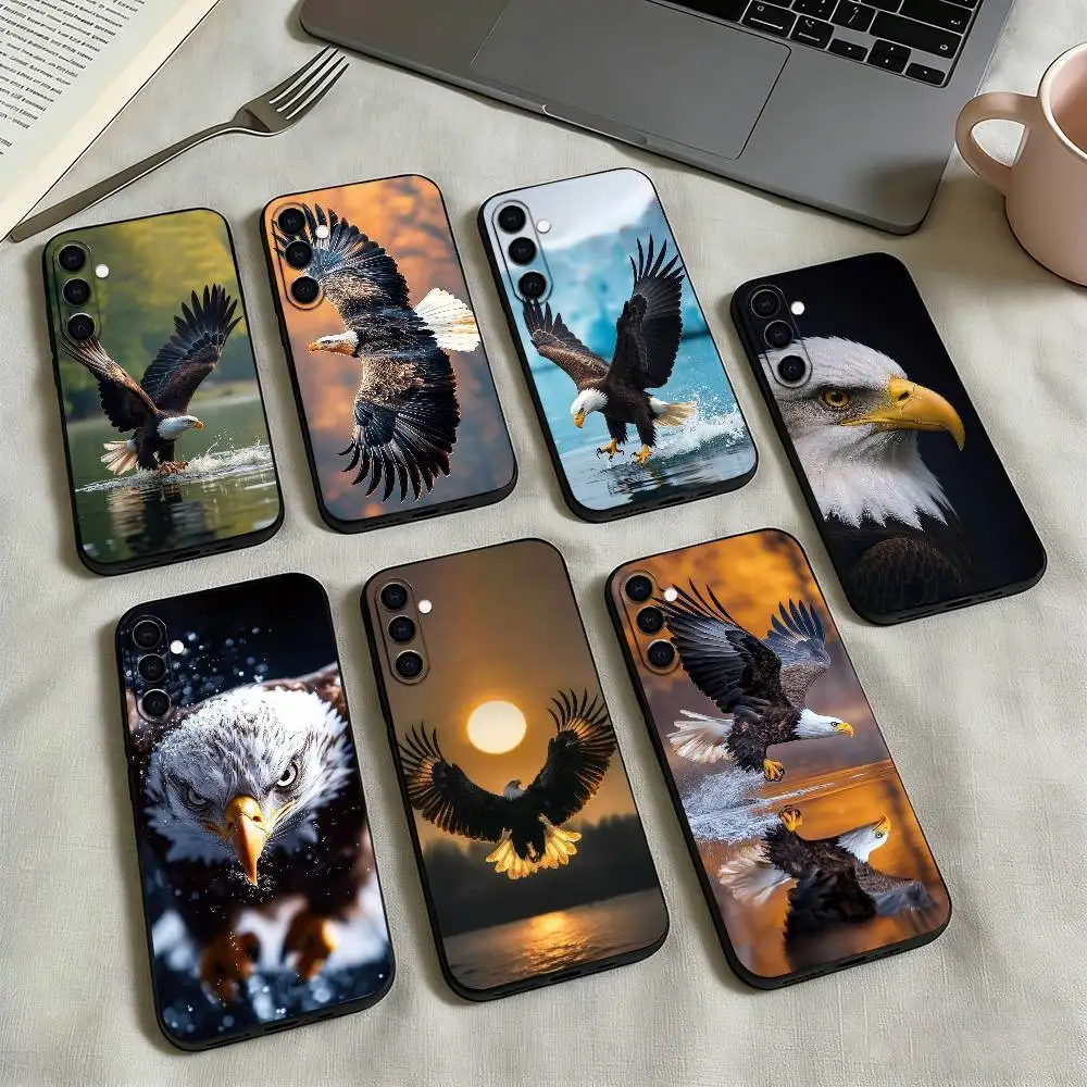 Eagle Cool-l Anima Phone Case For Samsung Galaxy A73,A72,A71,A70,A53,A52,A51,Others Soft Black Cover