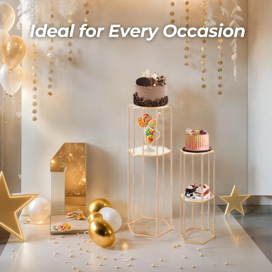 3 قطعة 2 الطبقة مسدس كعكة ذهبية حامل للحزب طويل القامة قاعدة معدنية تقف لعرض الديكور زهرة النبات عيد ميلاد الزفاف B #6