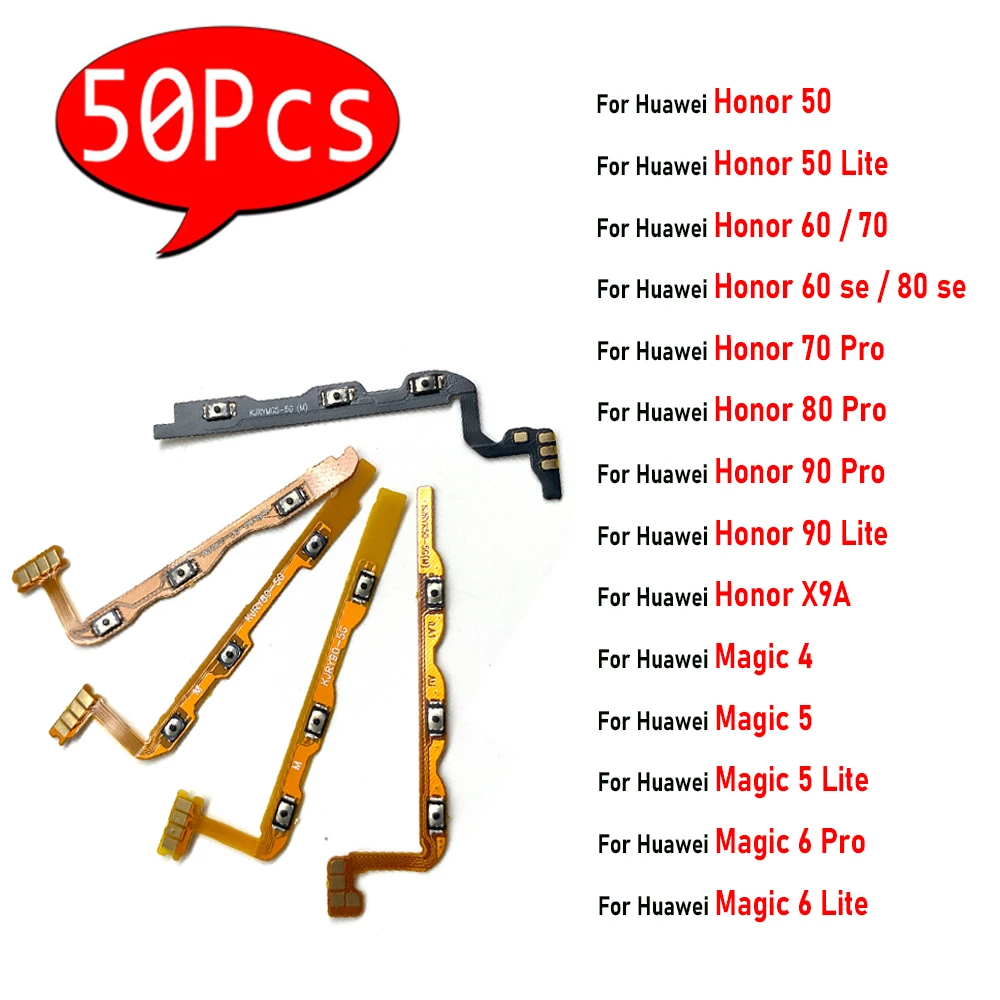 

50Pcs，NEW Power on/off Volume Key Button Flex Cable For Huawei Honor 50 60 SE 70 80 Pro 90 Lite X9A Magic 5 Lite 6 Pro X9B