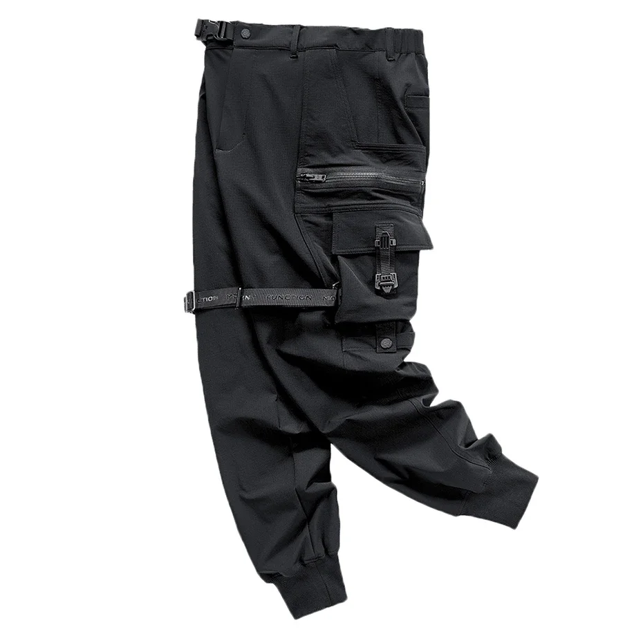 

ARENS Streetwear Cargo Pants Harajuku Hip Hop Joggers Men Oversized Techwear Pants Multi Pockets Harem Pencil Trousers Black