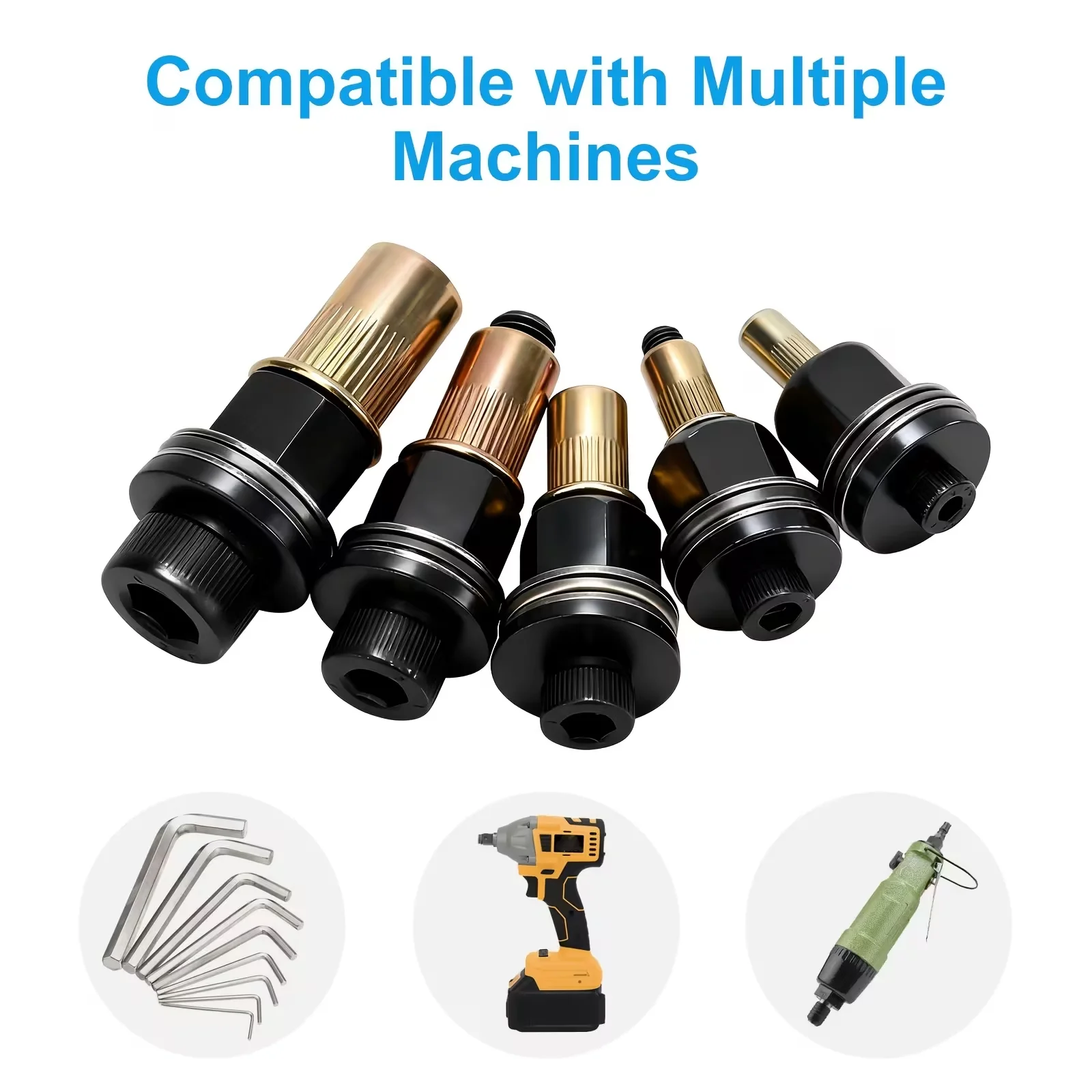 7Pcs M3-M12 Carbon Steel Rivet Nut Tool Kit - Manual Wrench & Drill Compatible for Auto Repair Shelving Blind Rivet Installation