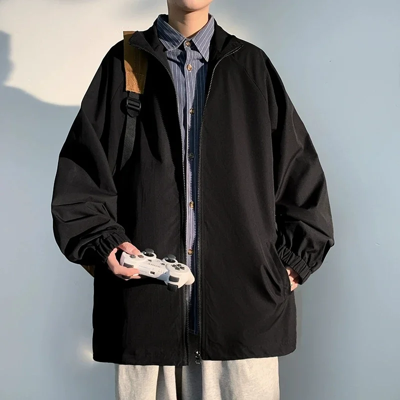 

2025 Spring Autumn New Hong Kong style Standing Collar Stormtrooper Jacket Windproof Youth Trendy Printed Casual Loose Jacket