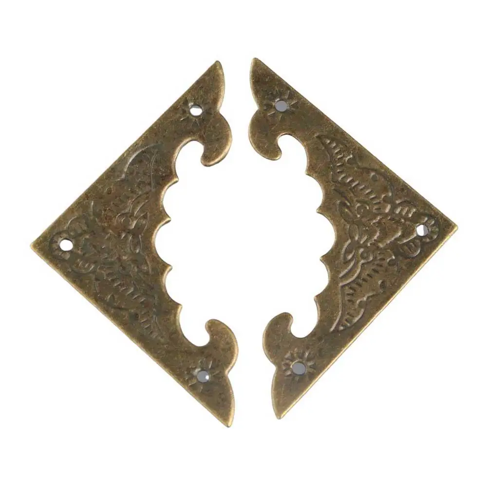 

12Pcs Bronze Jewelry Box Carved Wooden Box Flower Pattern Corner Protector Protect Cover Corner Foot Corner Brackets