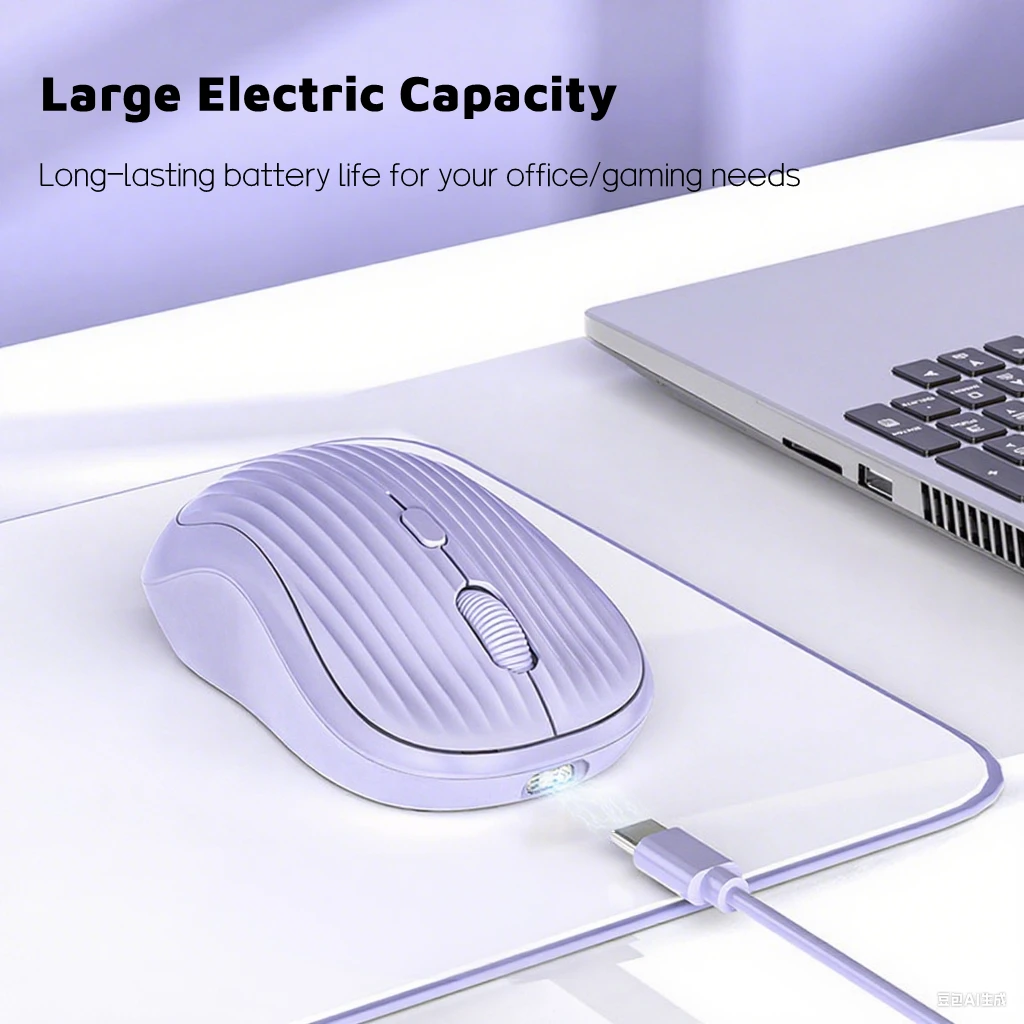 Dual Mode Wireless Mouse Type-C Rechargeable 2.4G Bluetooth Ergonomic Fashion Silent Mouse Desktop Laptop Tablet for iPhone iPad - view 2