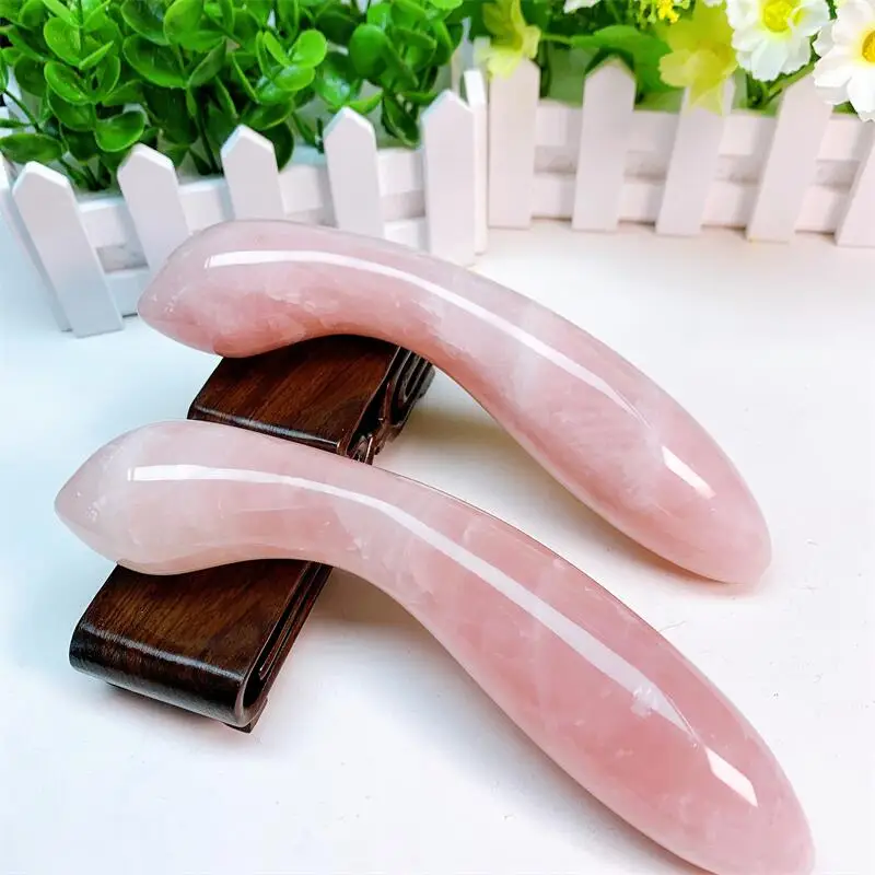 

18cm Natural Rose Quartz Massage Wand Large Healing Crystal Stone Massage Stick As Women Or Man Body Relax Gift 1pcs