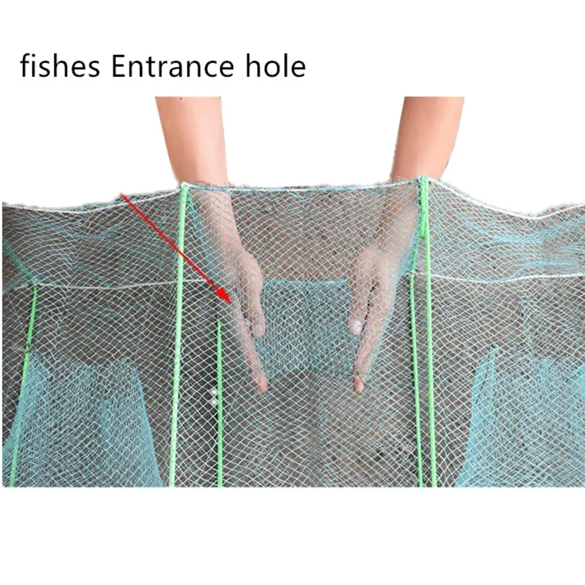 Strong Fishing Trap Knotted Net Material Shrimp Cage Fish Creel Filet De Peche Fish Pot Fishing Net Tool,10m 27 Section 20 Holes