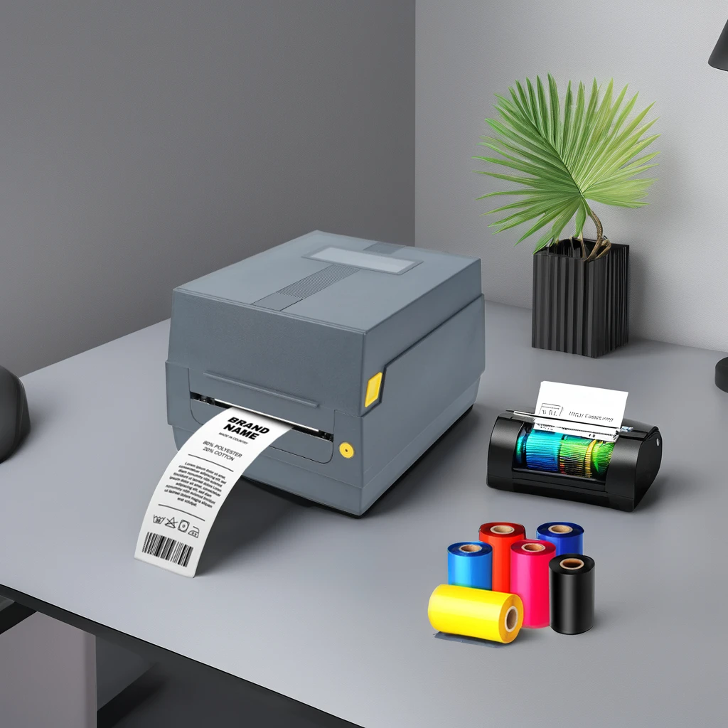 

4 inch 4x6 thermal barcode printer shipping clothes label washing color ribbon 300DPI resolution transfer printer