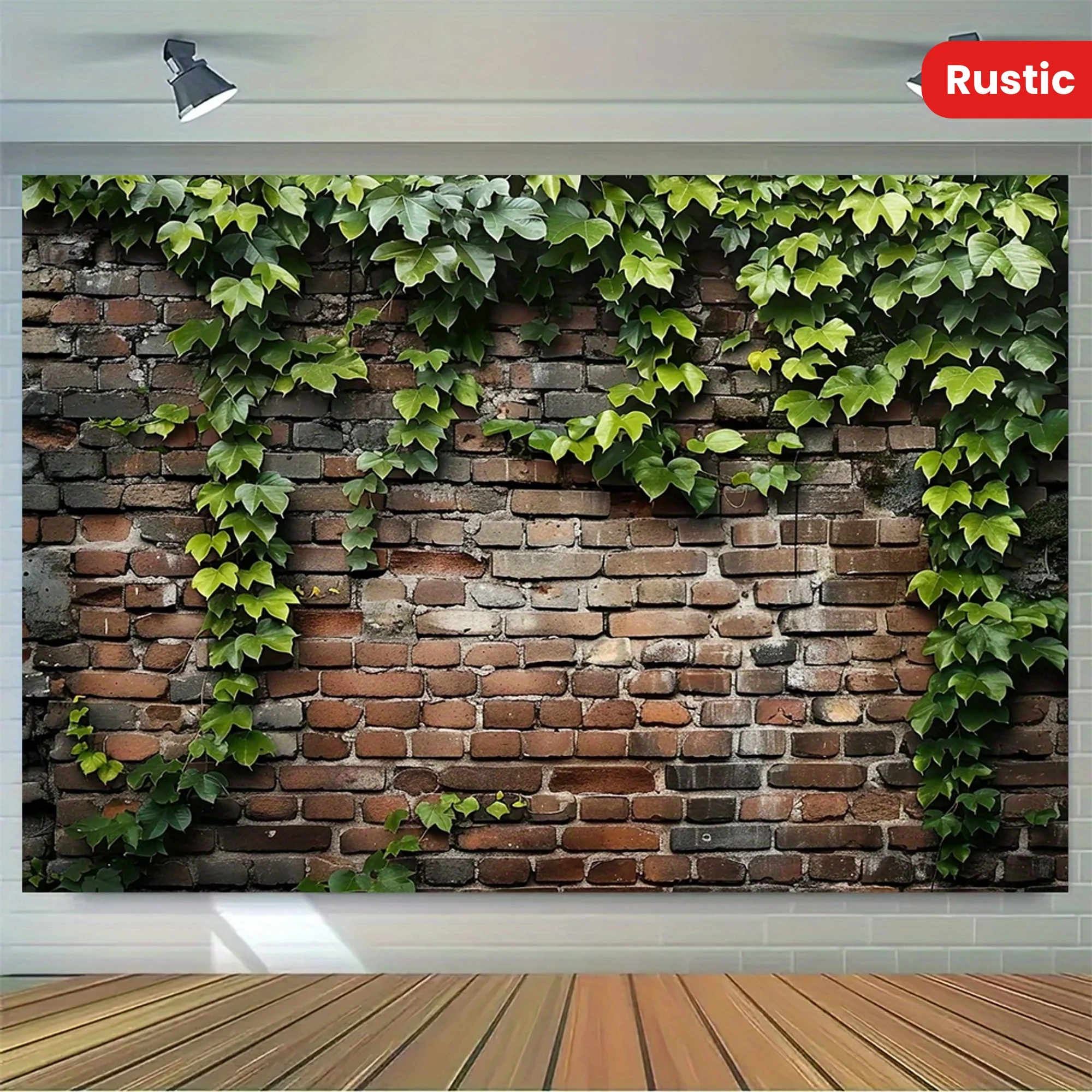 Tela de fondo de pared de ladrillo antiguo de hiedra rural simulada: tela ultra realista para fiestas y fotografía