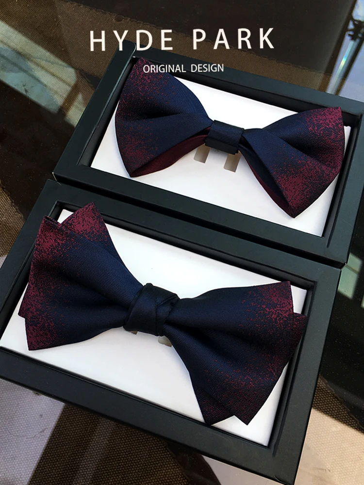 HIGH quality Wedding gift with Lang wine, red and blue gradient groom high-end bow tie