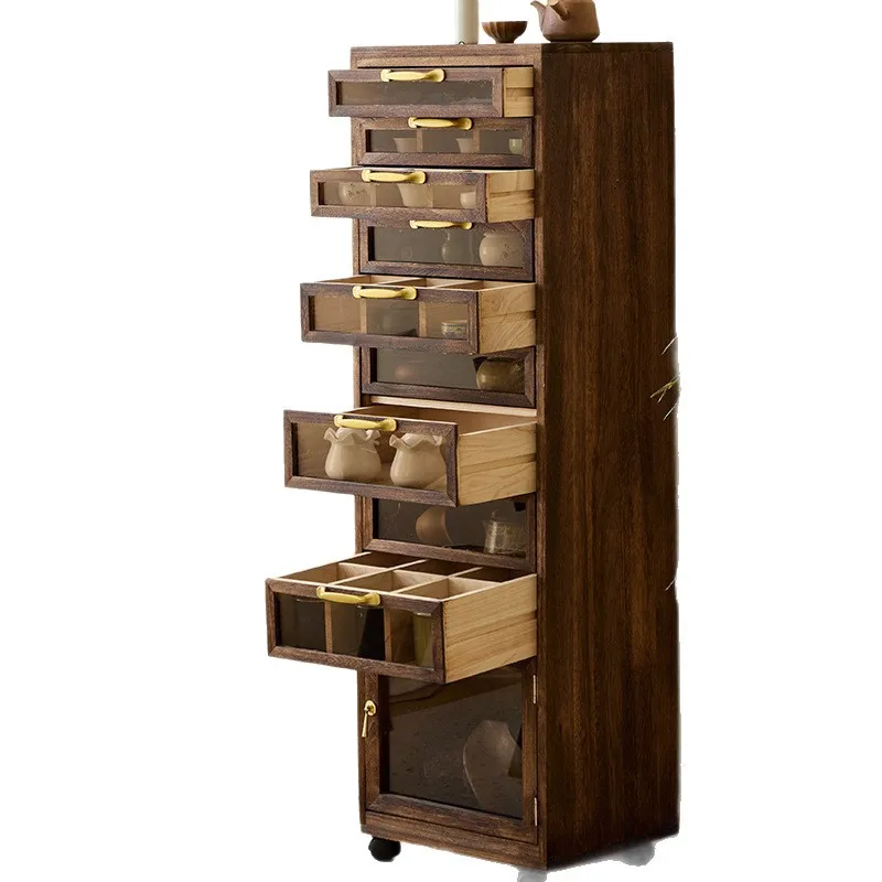 Solid wood dental cabinet, tea rack, living room tea set cabinet, floor bracelet, Wenwan storage cabinet, jewelry storage cabine